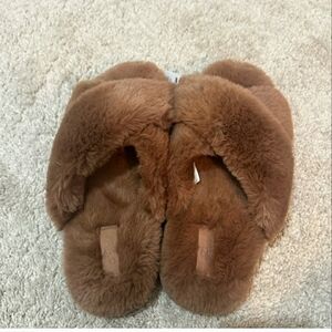 Victoria's Secret Brown Fuzzy Slippers